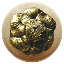 Notting Hill Cabinet Knob Leap Frog-Natural Antique Brass 1-1-2" diameter - cabinetknobsonline