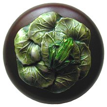 Notting Hill Cabinet Knob Leap Frog-Dark Walnut Pewter Hand Tinted 1-1-2" diameter - cabinetknobsonline