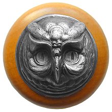 Notting Hill Cabinet Knob Wise Owl-Maple Antique Pewter 1-1-2" diameter - cabinetknobsonline