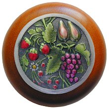 Notting Hill Cabinet Knob Tuscan Bounty-Cherry Pewter Hand Tinted 1-1-2" diameter - cabinetknobsonline