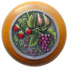 Notting Hill Cabinet Knob Tuscan Bounty-Maple Pewter Hand Tinted 1-1-2" diameter - cabinetknobsonline