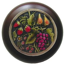 Notting Hill Cabinet Knob Tuscan Bounty-Dark Walnut Brass Hand Tinted 1-1-2" diameter - cabinetknobsonline