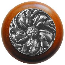 Notting Hill Cabinet Knob Chrysanthemum-Cherry Satin Nickel  1-1-2" diameter - cabinetknobsonline