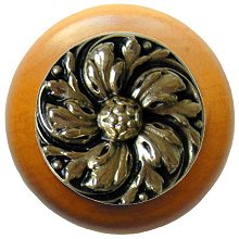 Notting Hill Cabinet Knob Chrysanthemum-Maple Brite Brass 1-1-2" diameter - cabinetknobsonline