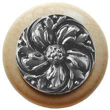 Notting Hill Cabinet Knob Chrysanthemum-Natural Satin Nickel 1-1-2" diameter - cabinetknobsonline