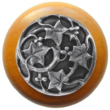 Notting Hill Cabinet Knob Ivy with Berries-Maple Antique Pewter 1-1-2" diameter - cabinetknobsonline