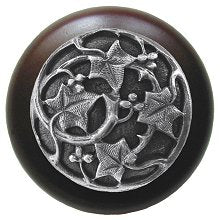 Notting Hill Cabinet Knob Ivy with Berries-Dark Walnut Antique Pewter 1-1-2" diameter - cabinetknobsonline