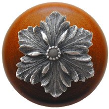 Notting Hill Cabinet Knob Opulent Flower-Cherry Antique Pewter  1-1-2" diameter - cabinetknobsonline