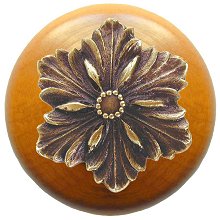 Notting Hill Cabinet Knob Opulent Flower-Maple Antique Brass 1-1-2" diameter - cabinetknobsonline