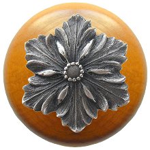 Notting Hill Cabinet Knob Opulent Flower-Maple Antique Pewter 1-1-2" diameter - cabinetknobsonline