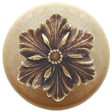 Notting Hill Cabinet Hardware Opulent Flower-Natural Antique Brass 1-1-2" diameter - cabinetknobsonline