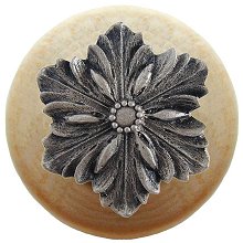 Notting Hill Cabinet Knob Opulent Flower-Natural Satin Nickel  1-1-2" diameter - cabinetknobsonline