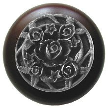 Notting Hill Cabinet Knob Saratoga Rose-Dark Walnut Antique Pewter 1-1-2" diameter - cabinetknobsonline