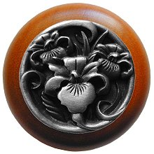 Notting Hill Cabinet Knob River Iris-Cherry Antique Pewter  1-1-2" diameter - cabinetknobsonline