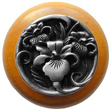 Notting Hill Cabinet Knob River Iris-Maple Antique Pewter 1-1-2" diameter - cabinetknobsonline