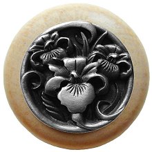 Notting Hill Cabinet Knob River Iris-Natural Antique Pewter  1-1-2" diameter - cabinetknobsonline