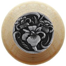 Notting Hill Cabinet Knob River Iris-Natural Brilliant Pewter  1-1-2" diameter - cabinetknobsonline