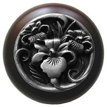 Notting Hill Cabinet Knob River Iris-Dark Walnut Antique Pewter  1-1-2" diameter - cabinetknobsonline