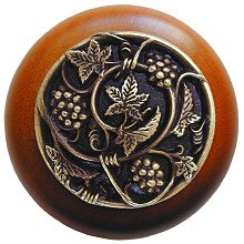 Notting Hill Cabinet Knob Grapevines-Cherry Antique Brass 1-1-2" diameter - cabinetknobsonline