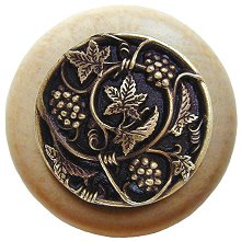 Notting Hill Cabinet Knob Grapevines-Natural Antique Brass 1-1-2" diameter - cabinetknobsonline