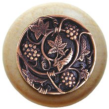 Notting Hill Cabinet Knob Grapevines-Natural Antique Copper 1-1-2" diameter - cabinetknobsonline