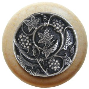 Notting Hill Cabinet Knob Grapevines-Natural Antique Pewter 1-1-2" diameter - cabinetknobsonline