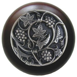 Notting Hill Cabinet Knob Grapevines-Dark Walnut Antique Pewter 1-1-2" diameter - cabinetknobsonline