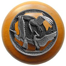 Notting Hill Cabinet Knob Crane Dance-Maple Antique Pewter 1-1-2" diameter - cabinetknobsonline