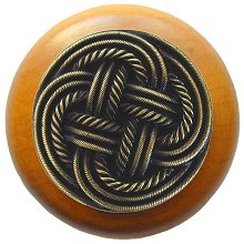 Notting Hill Cabinet Knob Classic Weave-Maple Antique Brass 1-1-2" diameter - cabinetknobsonline