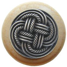 Notting Hill Cabinet Knob Classic Weave-Natural Antique Pewter 1-1-2" diameter - cabinetknobsonline