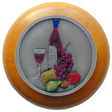 Notting Hill Cabinet Knob Best Cellar Wine-Maple Pewter Hand Tinted 1-1-2" diameter - cabinetknobsonline