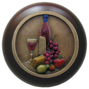 Notting Hill Cabinet Pull Best Cellar (Wine)-Dark Walnut Brass Hand Tinted 1-1-2" diameter - cabinetknobsonline