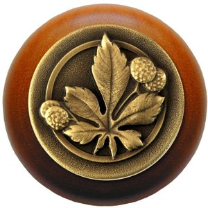 Notting Hill Cabinet Knob Horse Chestnut-Cherry Antique Brass  1-1-2" diameter - cabinetknobsonline