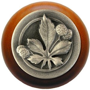Notting Hill Cabinet Knob Horse Chestnut-Cherry Antique Pewter 1-1-2" diameter - cabinetknobsonline