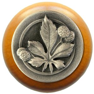 Notting Hill Cabinet Knob Horse Chestnut-Maple Antique Pewter  1-1-2" diameter - cabinetknobsonline