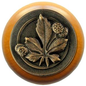 Notting Hill Cabinet Knob Horse Chestnut-Maple Dark Brass  1-1-2" diameter - cabinetknobsonline