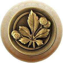 Notting Hill Cabinet Knob Horse Chestnut-Natural Antique Brass  1-1-2" diameter - cabinetknobsonline