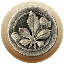 Notting Hill Cabinet Knob Horse Chestnut-Natural Antique Pewter 1-1-2" diameter - cabinetknobsonline