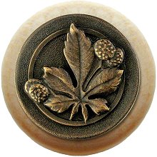 Notting Hill Cabinet Knob Horse Chestnut-Natural Dark Brass 1-1-2" diameter - cabinetknobsonline