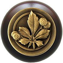 Notting Hill Cabinet Knob Horse Chestnut-Dark Walnut Antique Brass 1-1-2" diameter - cabinetknobsonline