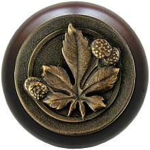 Notting Hill Cabinet Knob Horse Chestnut-Dark Walnut Dark Brass 1-1-2" diameter - cabinetknobsonline