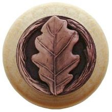 Notting Hill Cabinet Knob Oak Leaf-Natural Antique Copper 1-1-2" diameter - cabinetknobsonline