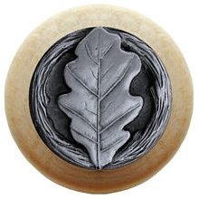 Notting Hill Cabinet Knob Oak Leaf-Natural Antique Pewter  1-1-2" diameter - cabinetknobsonline