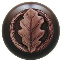 Notting Hill Cabinet Knob Oak Leaf-Dark Walnut Antique Copper 1-1-2" diameter - cabinetknobsonline