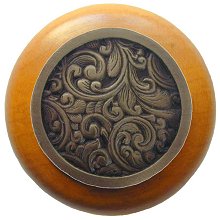 Notting Hill Cabinet Knob Saddleworth-Maple Antique Brass 1-1-2" diameter - cabinetknobsonline