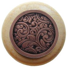 Notting Hill Cabinet Knob Saddleworth-Natural Antique Copper 1-1-2" diameter - cabinetknobsonline