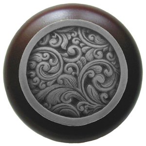 Notting Hill Cabinet Knob Saddleworth-Dark Walnut Antique Pewter 1-1-2" diameter - cabinetknobsonline