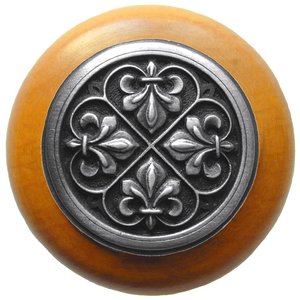 Notting Hill Cabinet Knob Fleur-de-Lis-Maple Antique Pewter 1-1-2" diameter - cabinetknobsonline