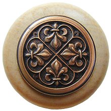 Notting Hill Cabinet Knob Fleur-de-Lis-Natural Antique Copper 1-1-2" diameter - cabinetknobsonline