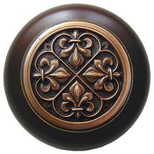 Notting Hill Cabinet Knob Fleur-de-Lis-Dark Walnut Antique Copper 1-1-2" diameter - cabinetknobsonline
